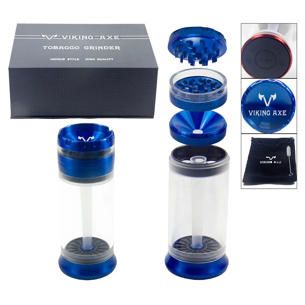 VIKING AXE GRINDER 63MM WITH CONE FILLER, ASHTRAY TOP - BLUE
