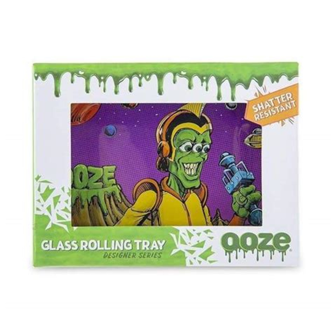 OOZE SMALL ROLLING TRAY SHATTER RESISTANT GLASS - INVASION
